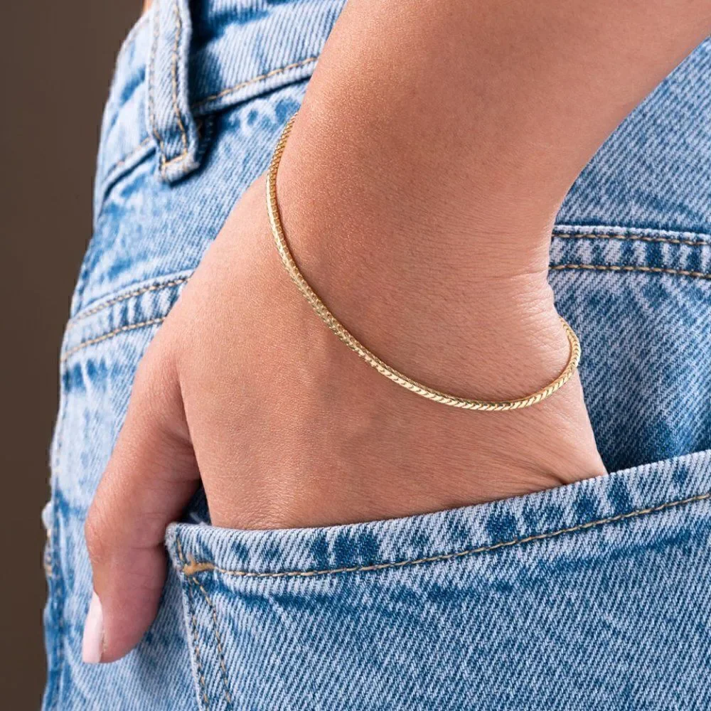 14K real gold 1.6mm Franco RD Chain | Fancy Chain Bracelet | Birthday Gift |